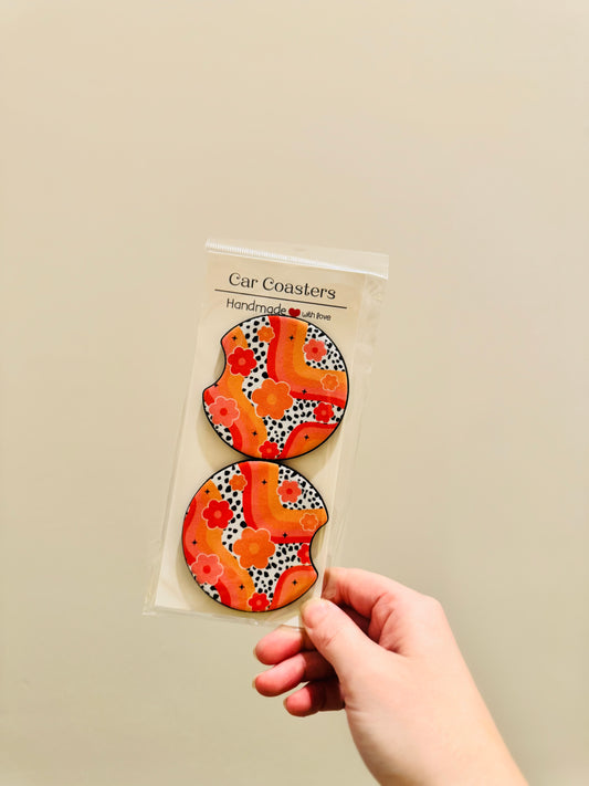 Dotted floral coasters