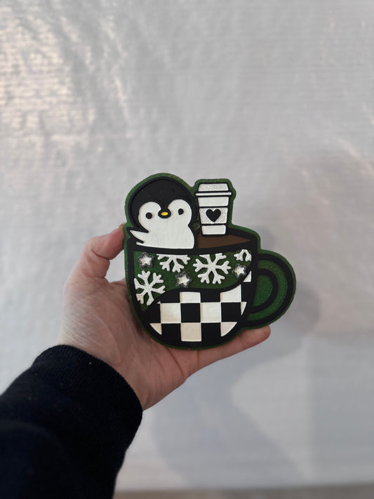 Penguin in hot cocoa